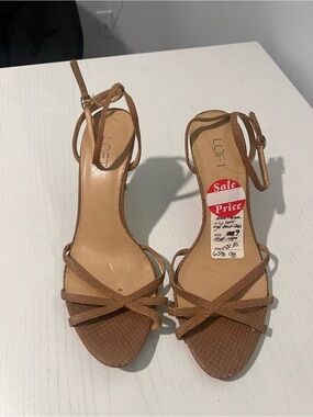 LOFT Brown Strappy Ankle-Heel Sandals